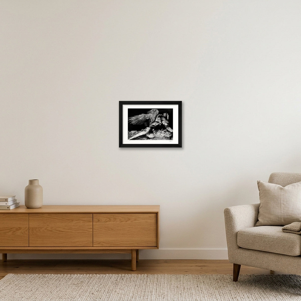 The Grief of Icarus print — A4 (30×21cm, 12×8") Black Frame
